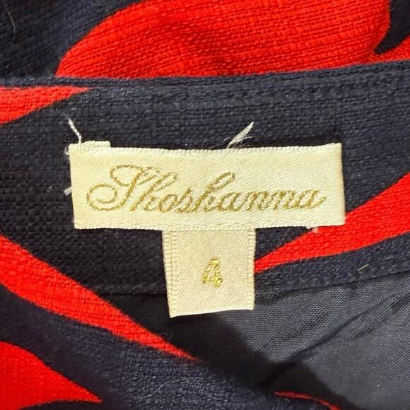 Shoshanna Mia Fiji Strapless Cocktail Dress Sz 4 Red Navy Palm - Picture 5 of 6